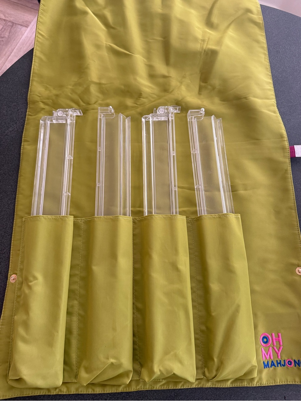 Oh My Mahjong Clear Tile Racks in Olive Green